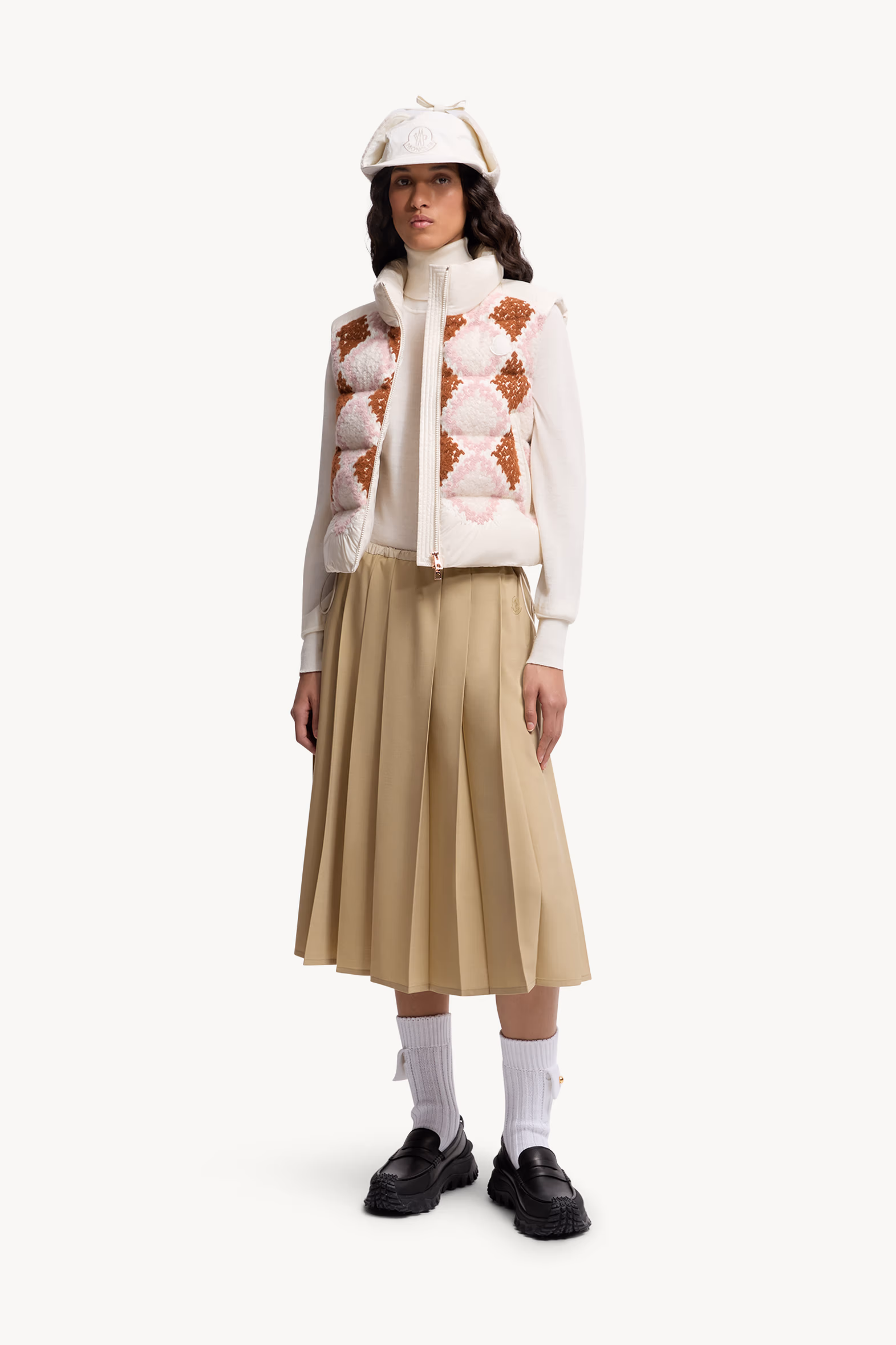 Pleated Midi Skirt Women Beige Moncler 0